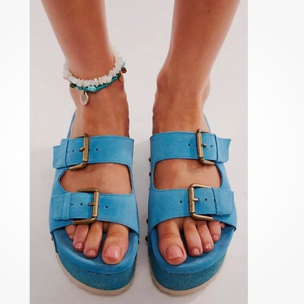 Free People x Intentionally Rule Breaker Suede Sandals Size 9 NIB - Picture 1 of 16